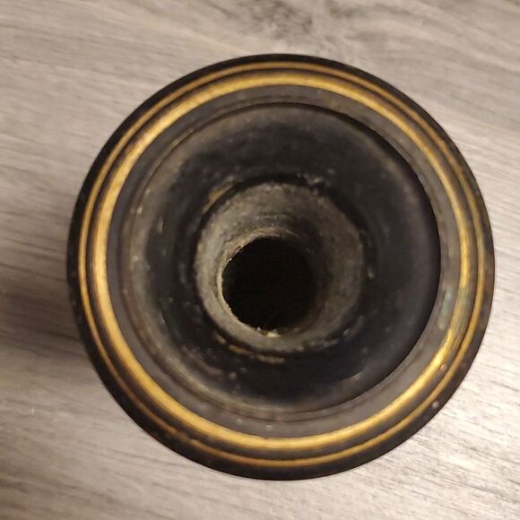 Vintage 60's Black Metal w/Brass Details Vase - Picture 7 of 7
